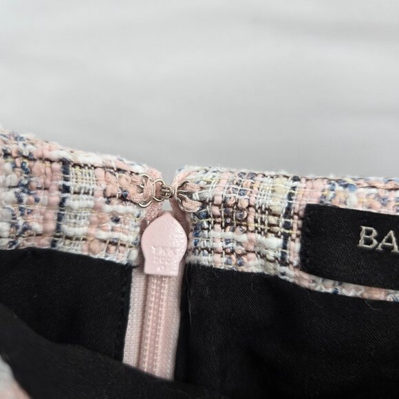 Banana Republic Pink White Blue Textured Tweed Midi Lined Skirt Size 4 - Picture 5 of 9